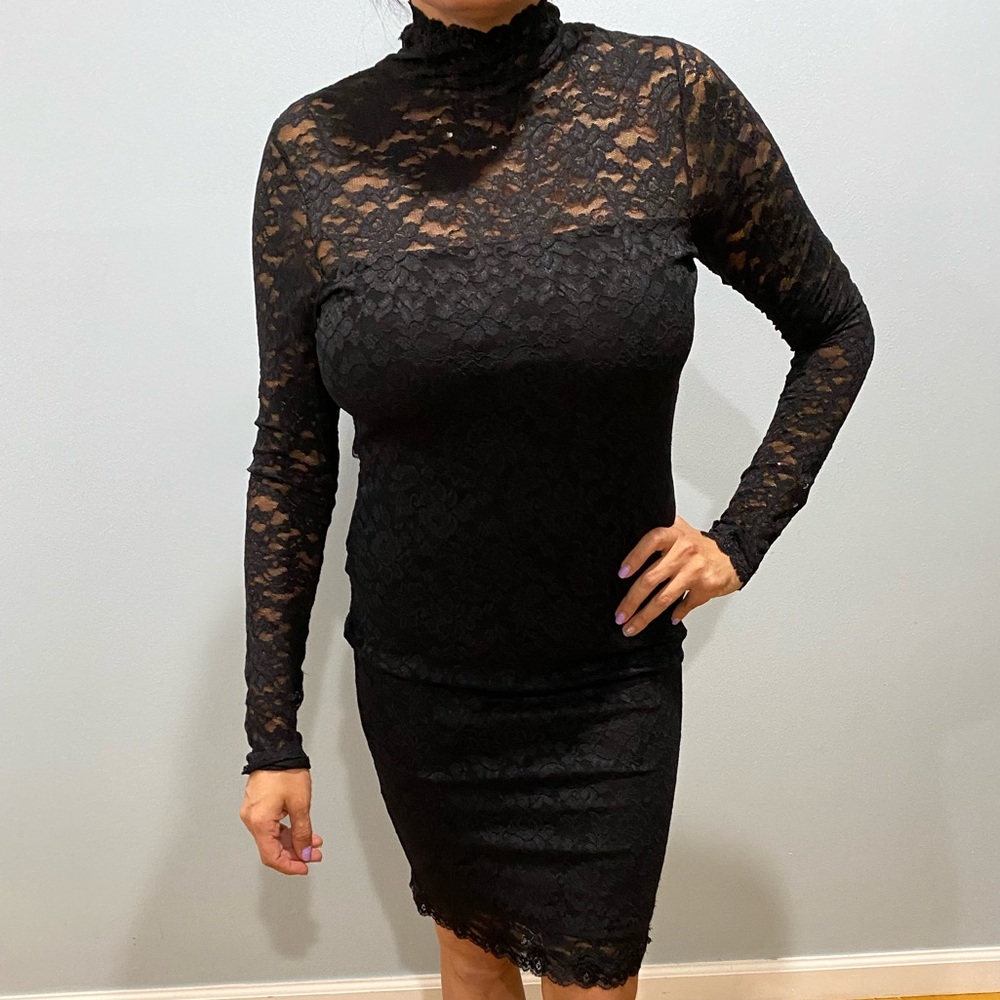 MODA Sexy Laced Black Dress